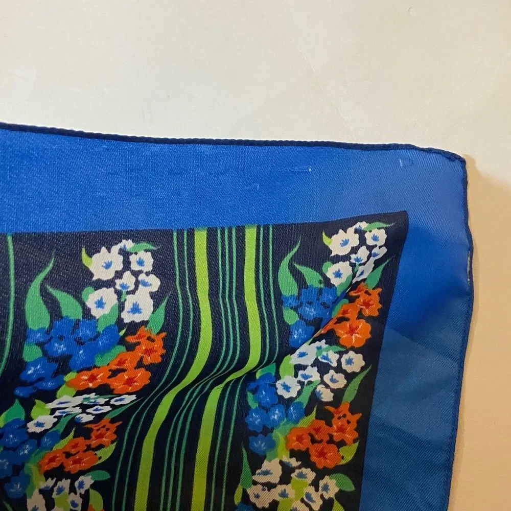 Floral Striped Silk Scarf
